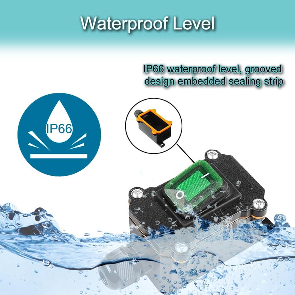 MKBKLLJY Inline Cord Box Waterproof Switch 1 Way Junction Box PG9 Cable Grand IP66