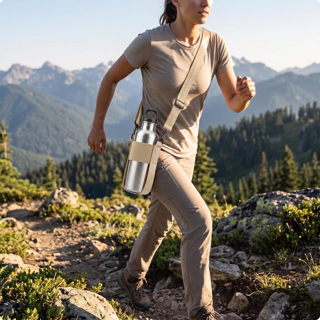 Crossbody Water Bottle Holder Sturdy with Strap for Hikers