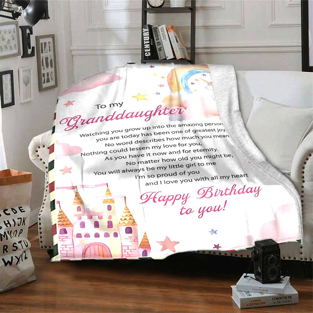 Granddaughter'S Special Birthday Cozy Blanket Comfortable ure for Sofa Couch Office Bed Picnics Four Seasons Multipurpose Modern Ideal Day Y34