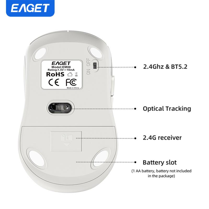 Mouse Wireless cu Încărcare Wireless 2.4G Mouse Wireless în Mod Dual 3 DPI Reglabili Pentru Laptop, Android, PC, Trebuie să pregătiți propria baterie