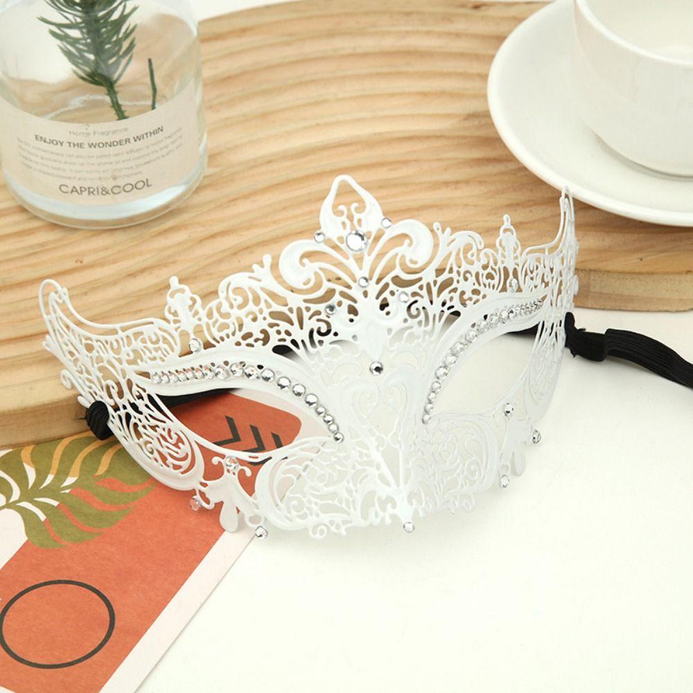 Creative Retro Half Face Mask Rhinestone Handmade Masquerade Mask Half Face Vintage Metal Eye Mask Facial Jewelry Accessories