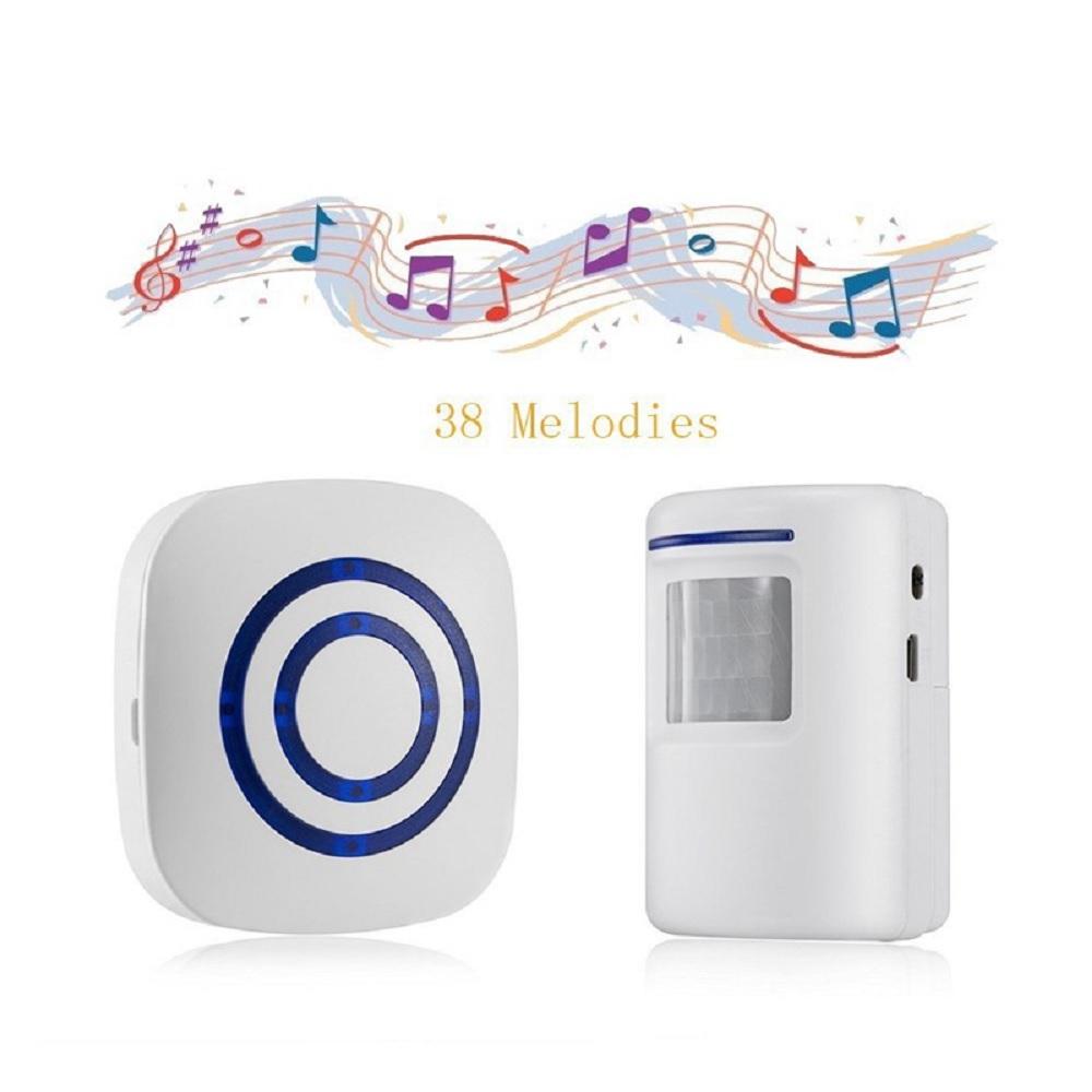 Wireless Doorbell Motion Sensor Door Chime Alarm Detector Shop Welcoming Bell Home Security Alarm UK Plug