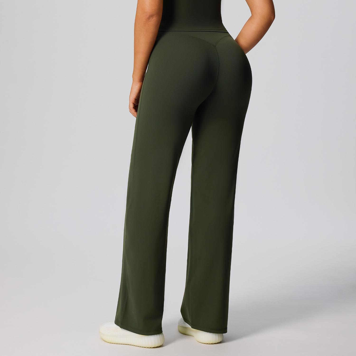 

European & American Women s High Waist Quick-Dry Yoga Pants - Loose Fit, Hip Lifting, Versatile, Straight Leg Sportswear S ліс зелений колір