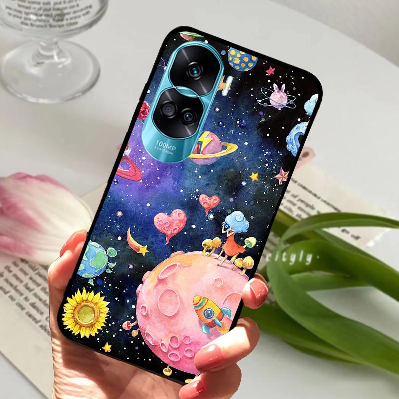 Voor Honor 90 Lite Honor90 Pro 5G Hoesje Siliconen Zacht Geschilderd Zwart Bumper Funda Coque voor HONOR 90 Pro 90Lite Beschermtas