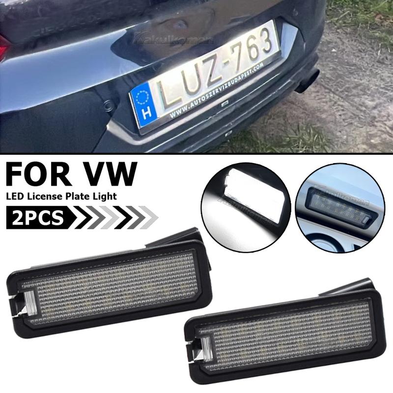 2pcs LED Number License Plate Light Lamp For VW Golf4/5/6/7 Passat B6 CC Eos Polo Superb Seat Leon Altea canbus no error White
