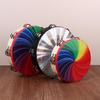 8/10 In Wooden Tambourine Handbell Hand Drum W/ Double Row Jingles Laser/Rainbow Drum Head Musical Percussion Instrument