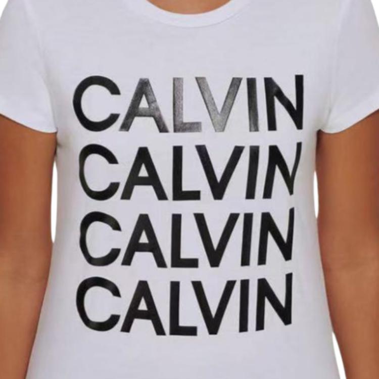 Calvin Klein Minimalist Comfortable Versatile Round Neck Short Sleeve T-Shirt Women Tops White 1577512-WHITE