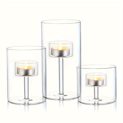 3 Pcs Glass Candle Holder, Home Decoration, Table Decoration, Fireplace Candle Holder