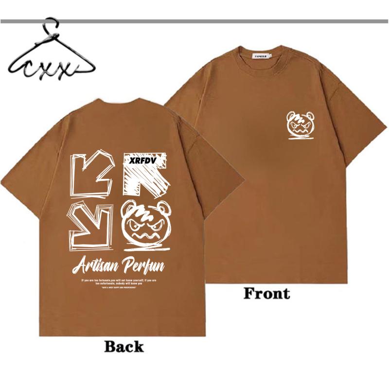 Nihao Luxe merk T-shirt zomer katoenen heren T-shirt mode beer patroon gedrukt straat casual unisex korte mouw top 3XL