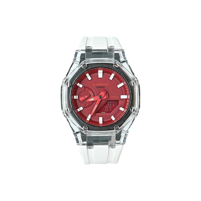 

CASIO Unisex Liquid Crystal/Analog Dual Display Series Red Watch GA-2100-4A- Snowfield Red Lotus