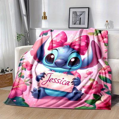 1pc Stitch Printing Blanket - Soft, All-Season Throw for Living Room, Bedroom,Personalized Gift with Adorable Cartoon Design