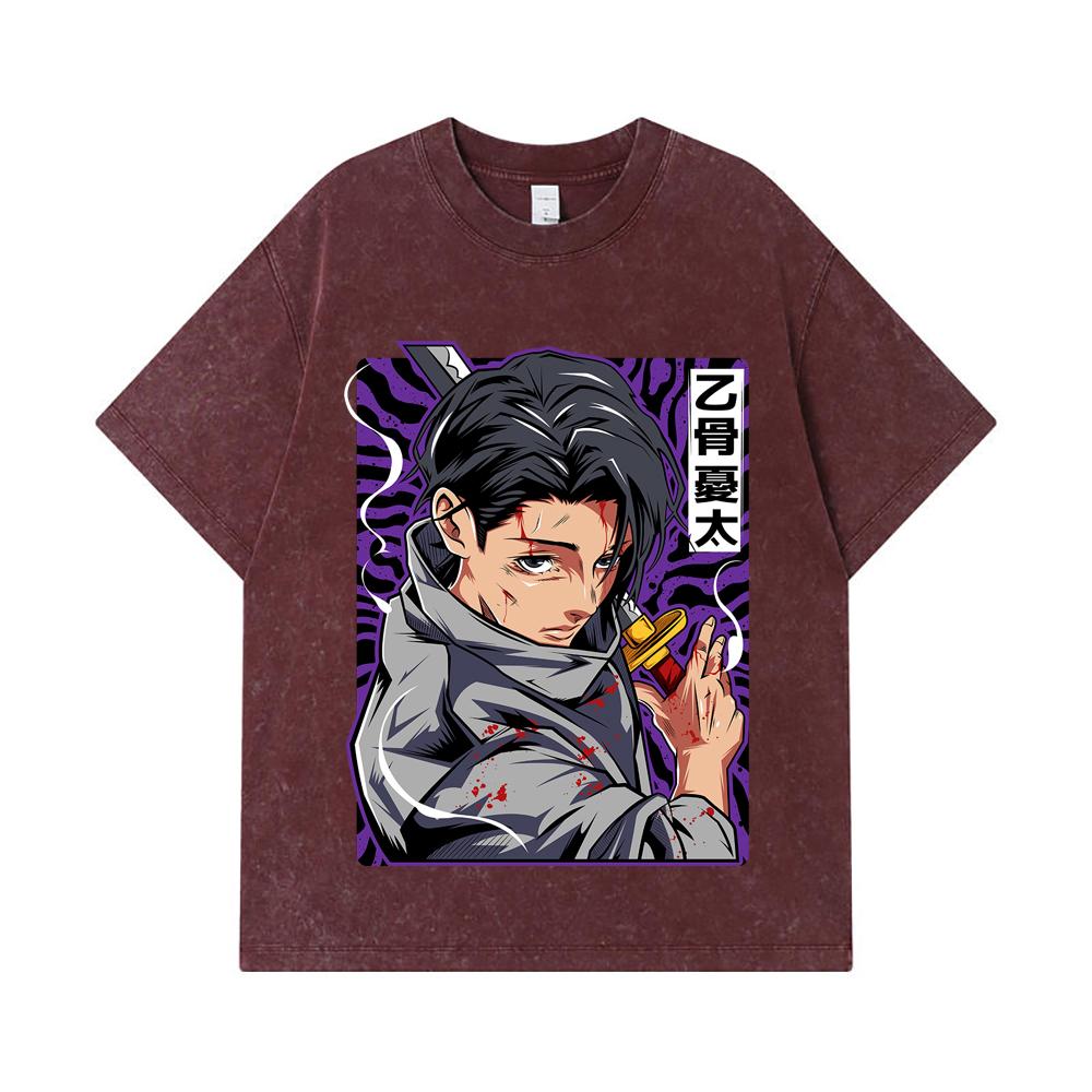 275 GSM Washed T-shirts 100% Cotton Jujutsu Kaisen V53 Yuta Print Unisex Heavy Cotton T Shirt