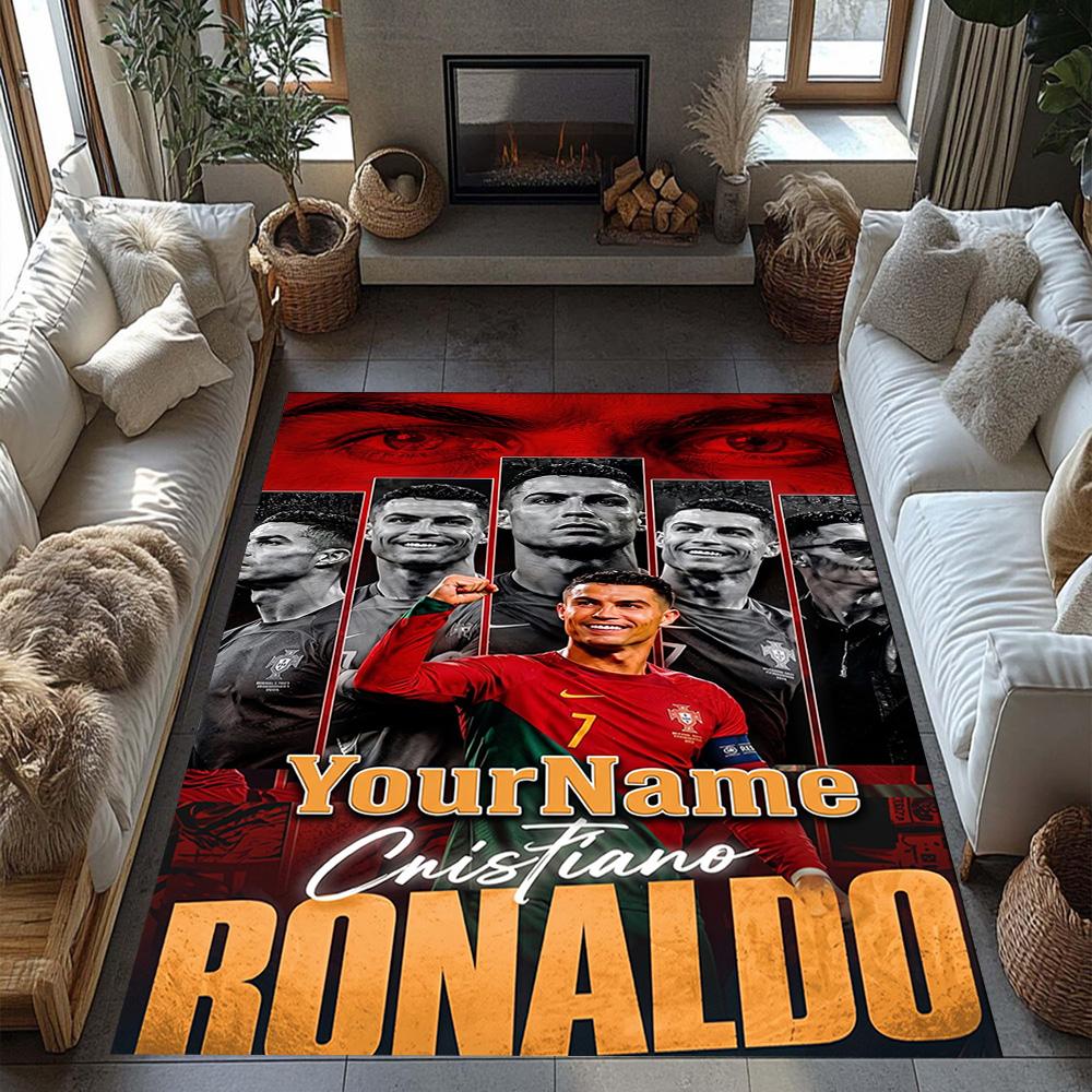 Cristiano Ronaldo 112 Customized Name Floor Rug Office Rug Suitable for Playrooms Dining Room Kitchen Bedrooms Antislip Carpet Decorate Offices
