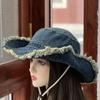 Women's Bucket Hat Washed Denim Fisherman Cap Casual Sunscreen Outdoor Bob Femme Embroidered letters Buket Cap Foldable New