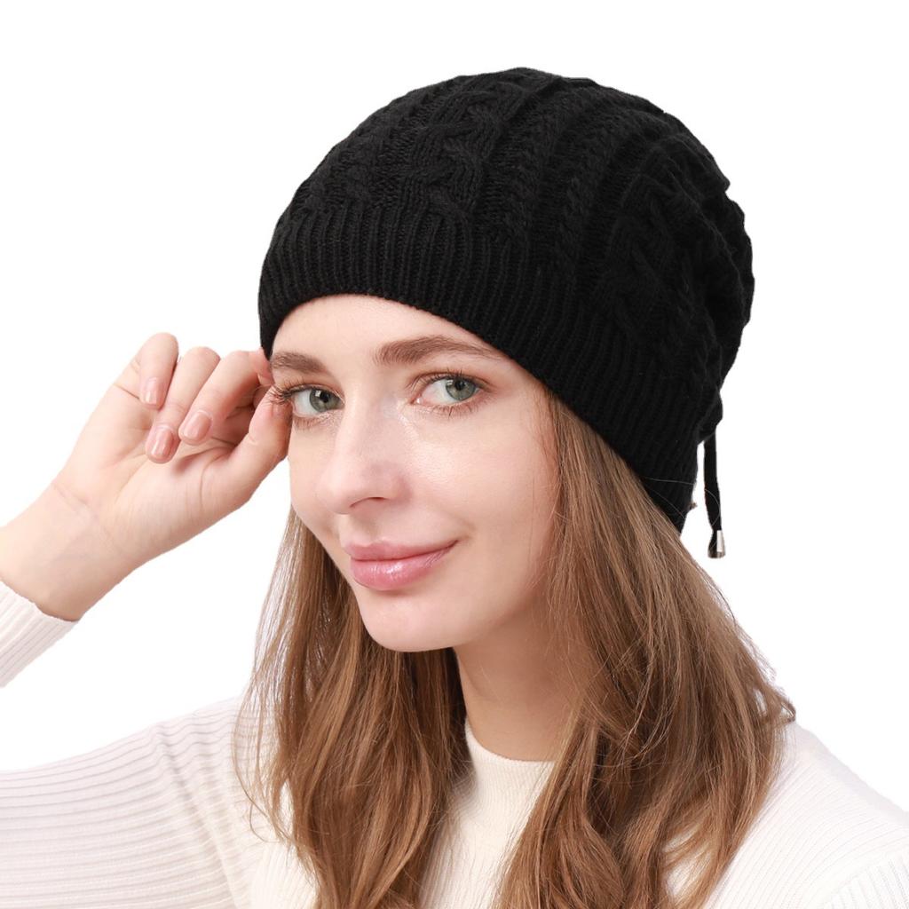 Fashion Women Stretchy Knitted Skullies Beanies Hat Solid Snood Scarf Warm Beanie For Womem Autumn Winter Female Beanie Cap