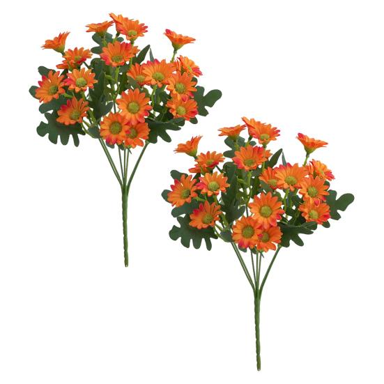 Faux Chrysanthemum Bundle UV Resistant Autumn Artificial Flowers Outdoor Realistic Faux Plants for Patio Porch Window Box Indoor Vase Decor