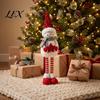 Retractable Long Leg Snowman Dolls Christmas Plush with Extendable Legs, Sequins Hat Holding Star Festive Party Supplies Doll, Standing Legs