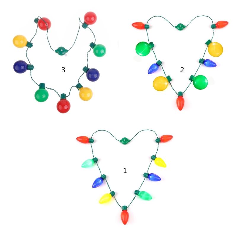 Christmas Light Up Led 9 Colors LED Light Up Bulbs Necklace Christmas Bulbs Necklace for Christmas Party Favor Supplies