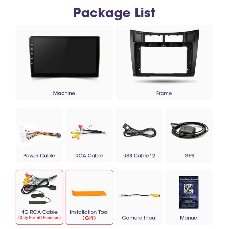 2 Din Android 12 Car Radio For Yaris 2005 - 2012 Multimedia Video Player Navigation GPS 4G Carplay Stereo QLED DVD RDS Head Unit