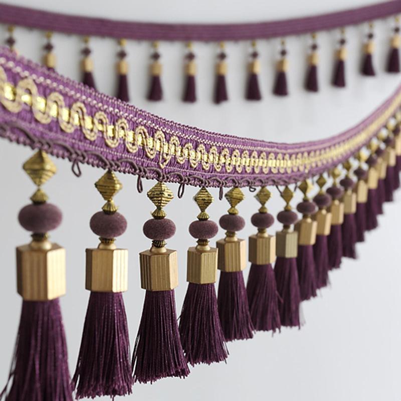 1M Tassel Beaded Fringe Trim Sewing Lace Crafts Trimmings Edging Curtain Accessories Pendant Cushion Table Upholstery Sofa Decor