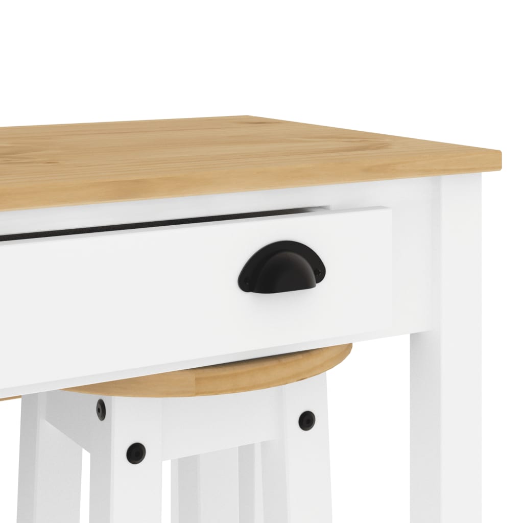 5 Piece Bar Set White Solid Pine Wood