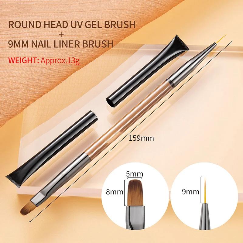 Manicure Brushes Dual Use Gel Gradient Brush Pinceles Ultra Thin Line Drawing Pen Dual End Nail Art Design Painting Tools