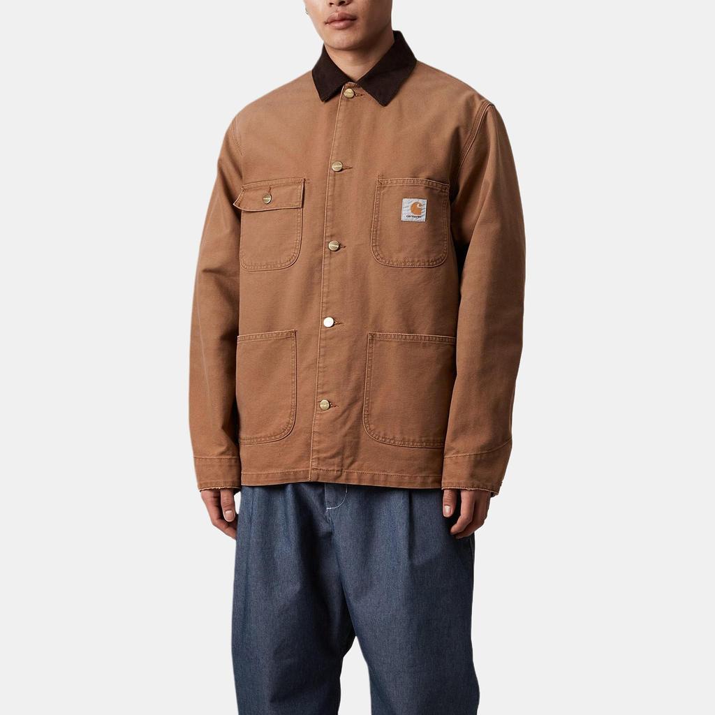 Carhartt WIP Chore Loose Diamond Quilted Square Label Long Sleeve Jacket Men Jacket Brown I035281-00S-3K