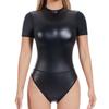 Hochwertiges Sexy Pu Kurzarm Reißverschluss Hinten Eng Anliegend Übergröße Body Set
