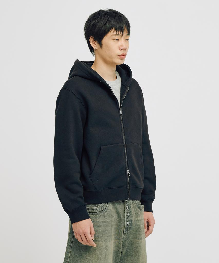 Takeasy [Crop T-Shirt Added] Eyelet Crop Zip-Up Hoodie (Black)