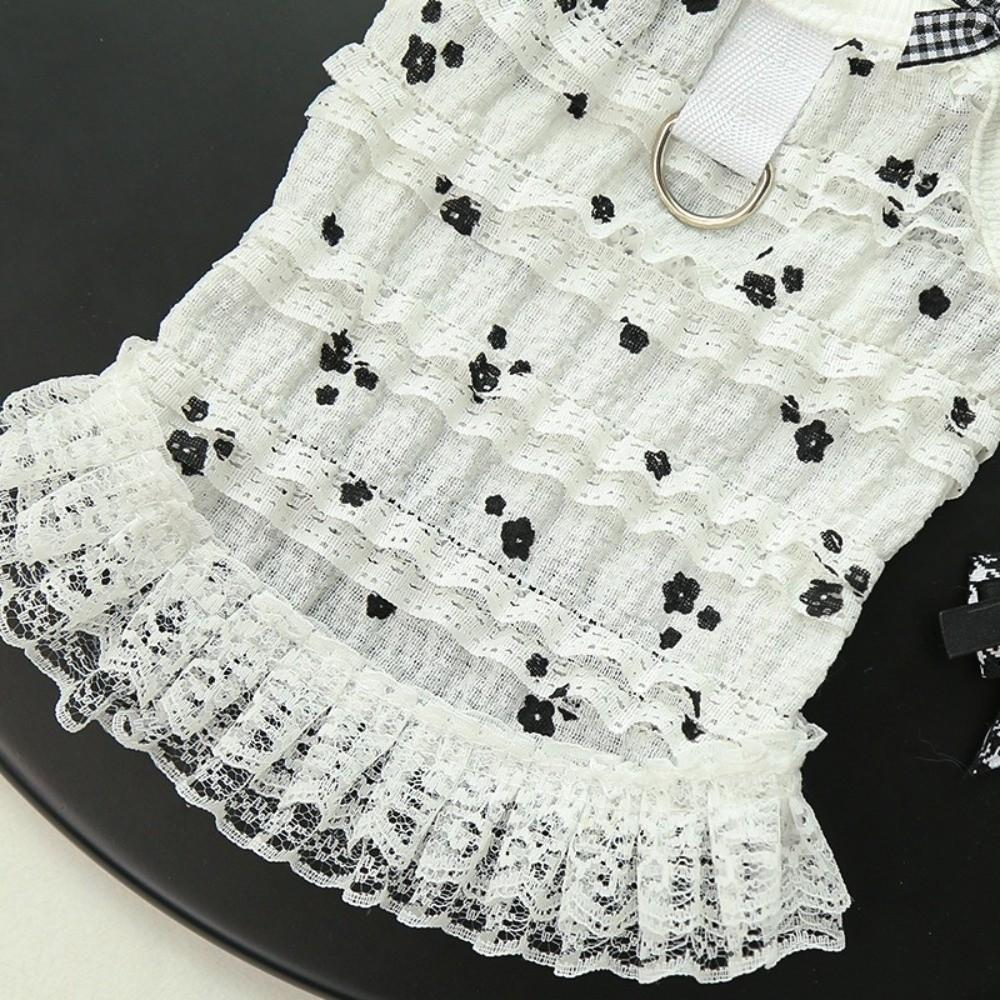 Lace Bowknot Pet Princess Dress Frilly Skirt Cat Suspenders Vest  Spring Season