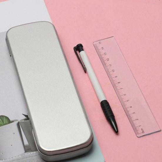 Large Capacity Pen Box Heavy Duty Metal Rectangle Multifunction Boys Girls Students Pencil Stationery Holder Organizer Case School Supplies