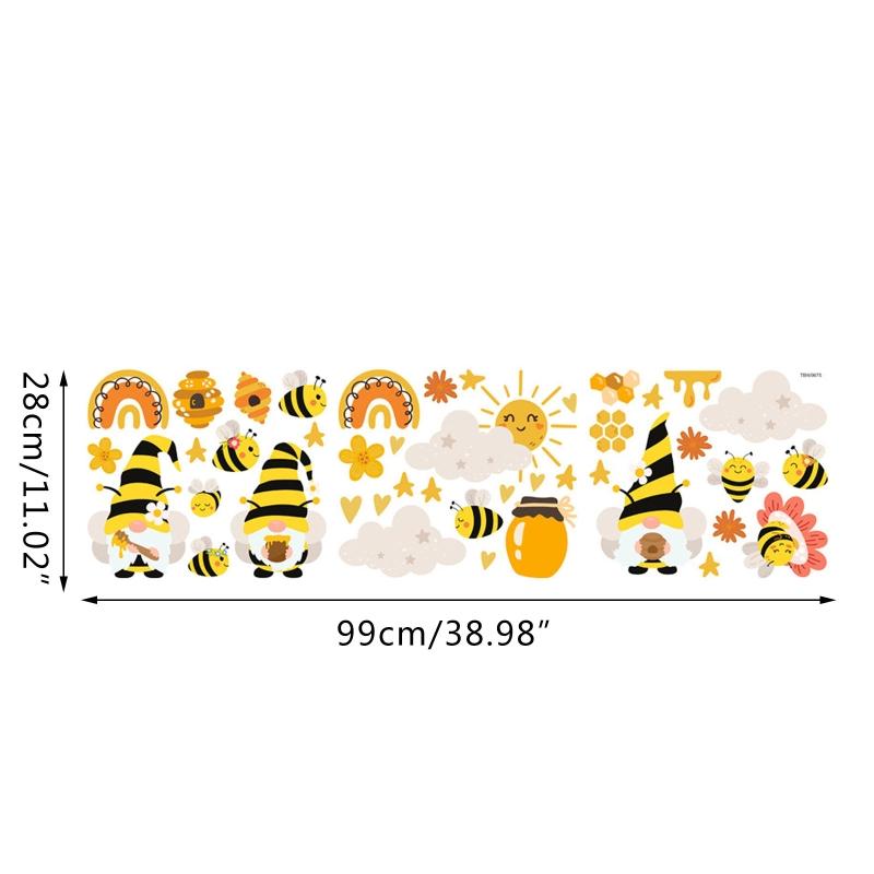 Honey Bumble Bee Gnome Window Clings Glass Wall Stickers Decals Decor for Spring Home Office Party Supplies
