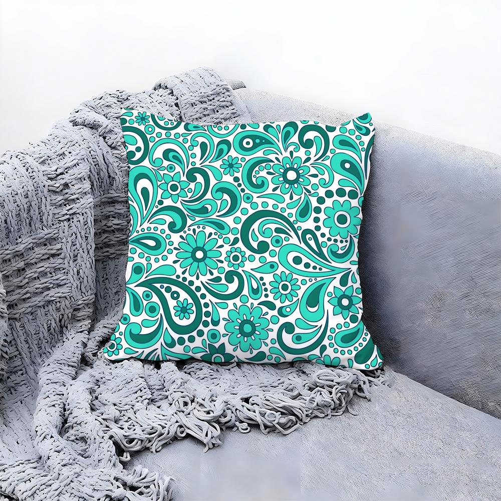 Classic Paisley Pattern Print Cushion Cover Premium Comfort Reversible Pillow Cove In One Design for Any Room Car Interior