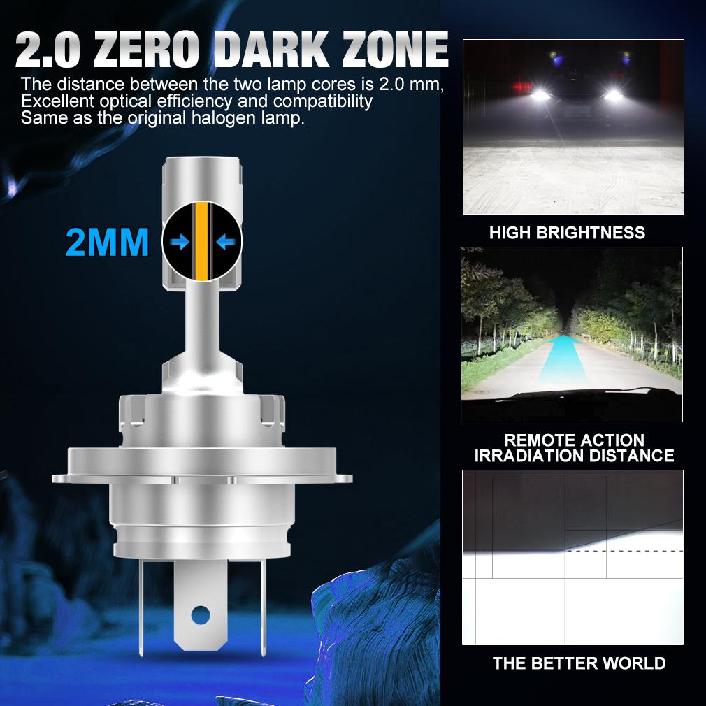 2Pcs Canbus H4 LED Headlight Bulbs High Low Beam 30000LM Car Motorcycle Lights 24pcs 3570 CSP Turbo Led Diode Lamps Auto Moto Headlamp 12V 6500K