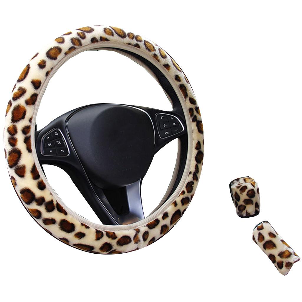Winter Warm Steering Wheel Cover with Handbrake Cover Gear Shift Cover Universal
