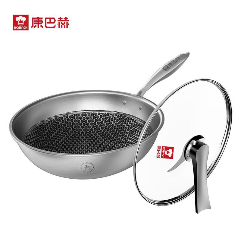KOBACH 32cm 304 Stainless Steel Wok Set 32cm