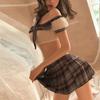 Women's Sexy Campus Uniform Seductive Tie Short Skirt Sexy Lingerie Set