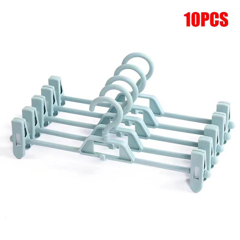 Efficient Pants Rack: 5-Tier Foldable Hanger with Non-Skid Clips & Adjustable Length for Skirts/Trousers Storage Household