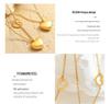 Blogger's Double Peach Heart Necklace: 18K Gold-Plated Titanium Steel Clavicle Chain P221