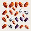 Halloween Pumpkin Skull Wearing Nails Fake Nails Spider Web Nail Art Dark Style