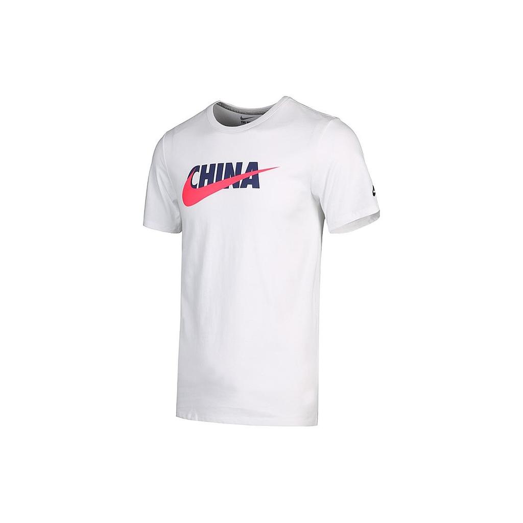 Nike T Shirts Men's White Crew Neck Moderate Straight Fit AQ5189-100