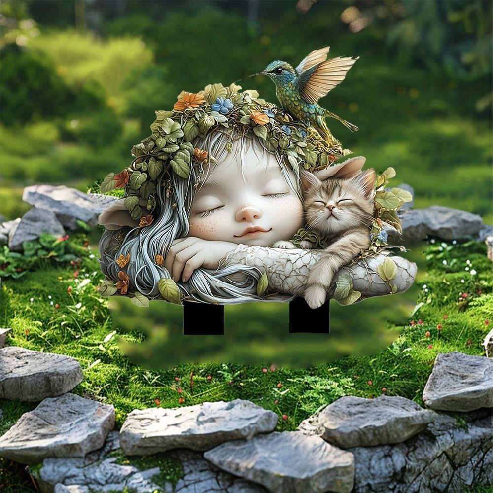 Artificial Fairy Garden Art Sculpture Cute Garden Floor Plugs Crafts Garden Stake Statue  Courtyard