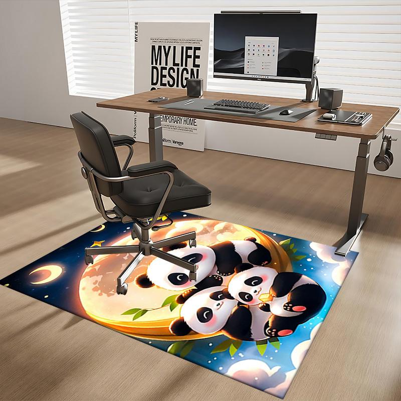 1pc Panda Friends Chair Mat - Anime Cartoon Design, Non-Slip Carpet for Office and Home Decor, Suitable for All Seasons.H080