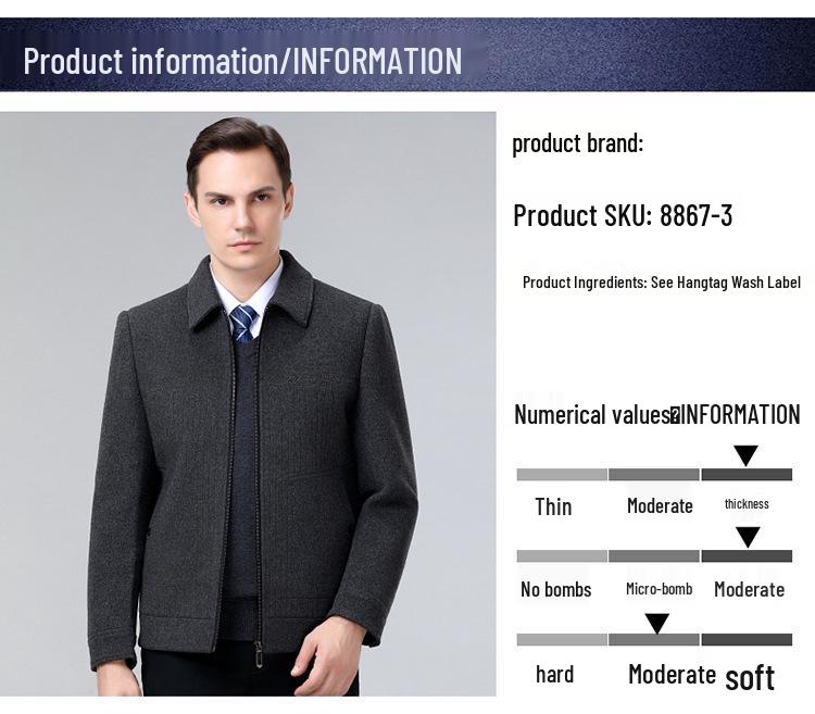 Men's Double-Sided Cashmere Jacket: Autumn/Winter Business Casual Wool Coat for Middle-Aged Dads