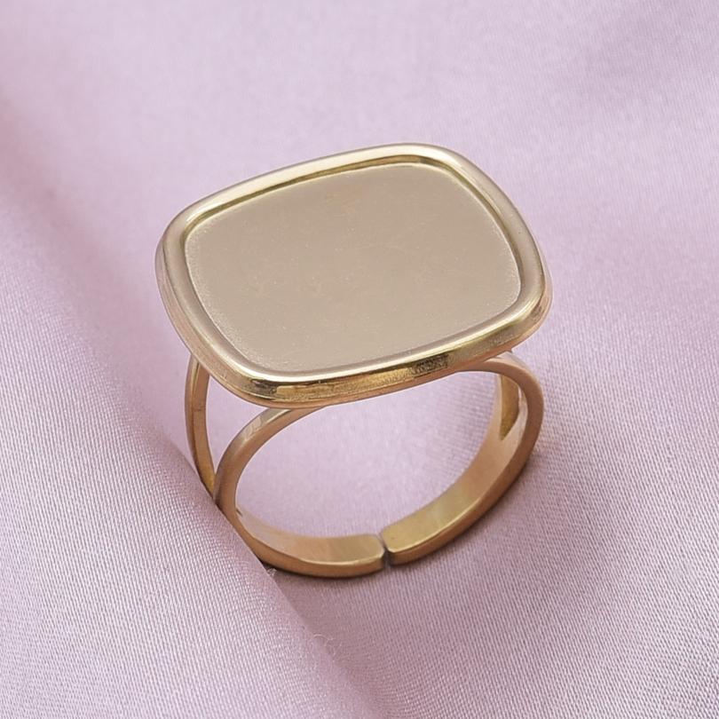 Klassisk Retro Öppningsbar Justerbar Ring Oregelbunden Geometri Hjärta Ellips Vattendroppe Glänsande Rostfritt Stålringar Semesterpresent