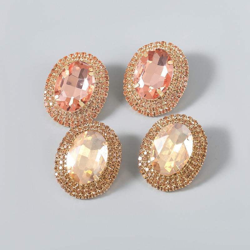 Exaggerated Claw Chain Oval Ultra-bright Earrings and Stud Earrings