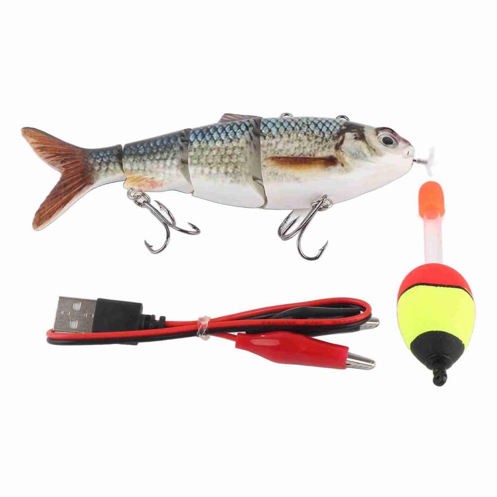 Robotic Swimming Lure Multi Jointed Rechargeable Electric Fishing Lure with Green LED Light