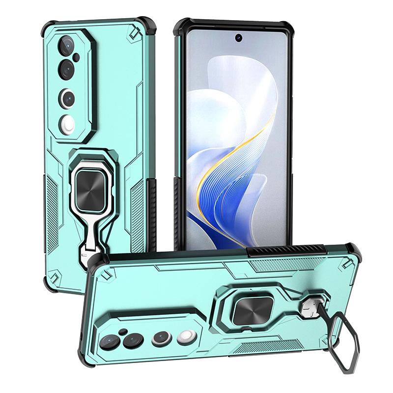 KEYSION Shockproof Armor Case for VIVO V40 Pro 5G Soft Silicone+PC Upright Metal Ring Stand Phone Cover for VIVO V40 5G V40 Pro