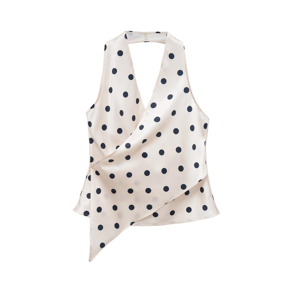 European and American style, new women's clothing, versatile silk satin texture neck collar top 2337/051