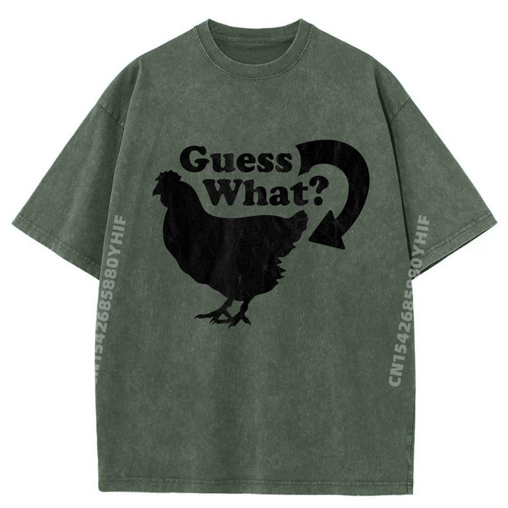 

Guess What Chicken Butt Funny For chicken lovers Brand Clothing High Quality Designer Clothes Men Funny Washed Shirt S разноцветный